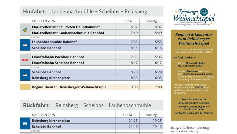 Busshuttle Reinsberger Weihnachstspiel, © NÖVOG