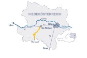 Niederösterreich Karte mit eingezeichneter Route der Mariazellerbahn