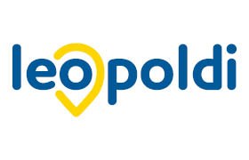 Logo mit dem Schriftzug 'leopoldi', wobei das 'o' als gelbes Standort-Piktogramm gestaltet ist.