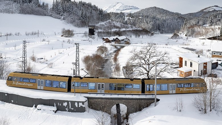 Himmelstreppe vor verschneitem Ötscher, © NB/Bollwein