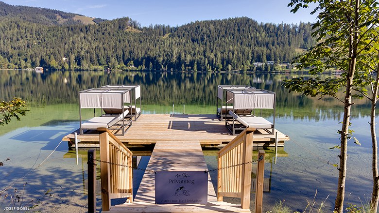 Der Badesteg am Erlaufsee für Gäste von Montestyria.